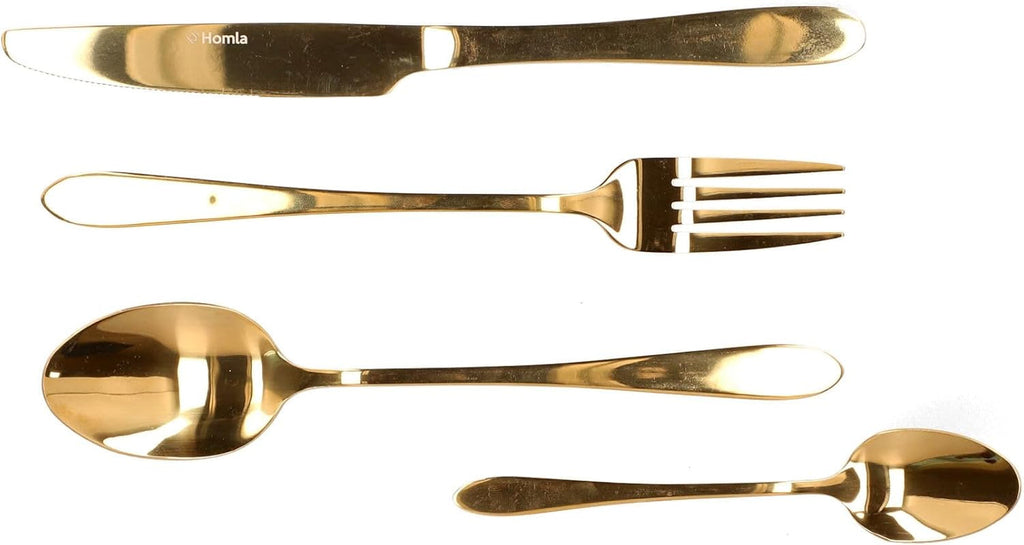HOMLA Abele Besteckset Für Vier Personen 16-Teilig Edelstahl Hygienisch Elegant Leicht Zu Reinigen Gold Bucatarie Naty Shop