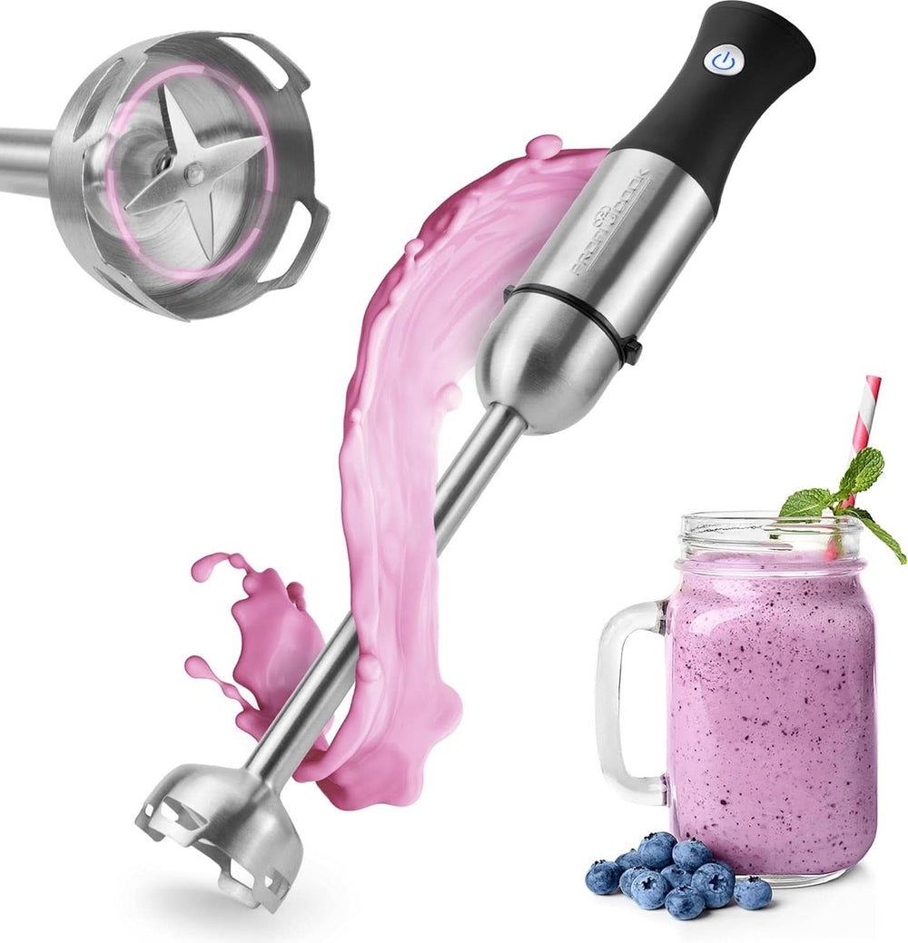 Proficook® 2In1 Batteur sur socle & Schneebesen | Stabmixer 1000 Watt pour mixeurs, mélangeurs et purificateurs | Machine à smoothies M. Langem Mixstab | Pürierstab M. Edelstahlgehäuse & Soft Touch-Griff | PC-SMS 1220 Mère et Enfant Naty Shop Kompaktstabmixer Pc-Sm 1094 1000W