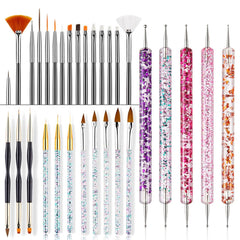31 pièces ensemble de pinceaux à ongles professionnels, pinceaux à ongles à double extrémité, pinceaux à ongles pour gel, stylo acrylique pour nail art, outils de pointage pour nail art, brosse à ongles pour la conception de salons de coiffure DIY