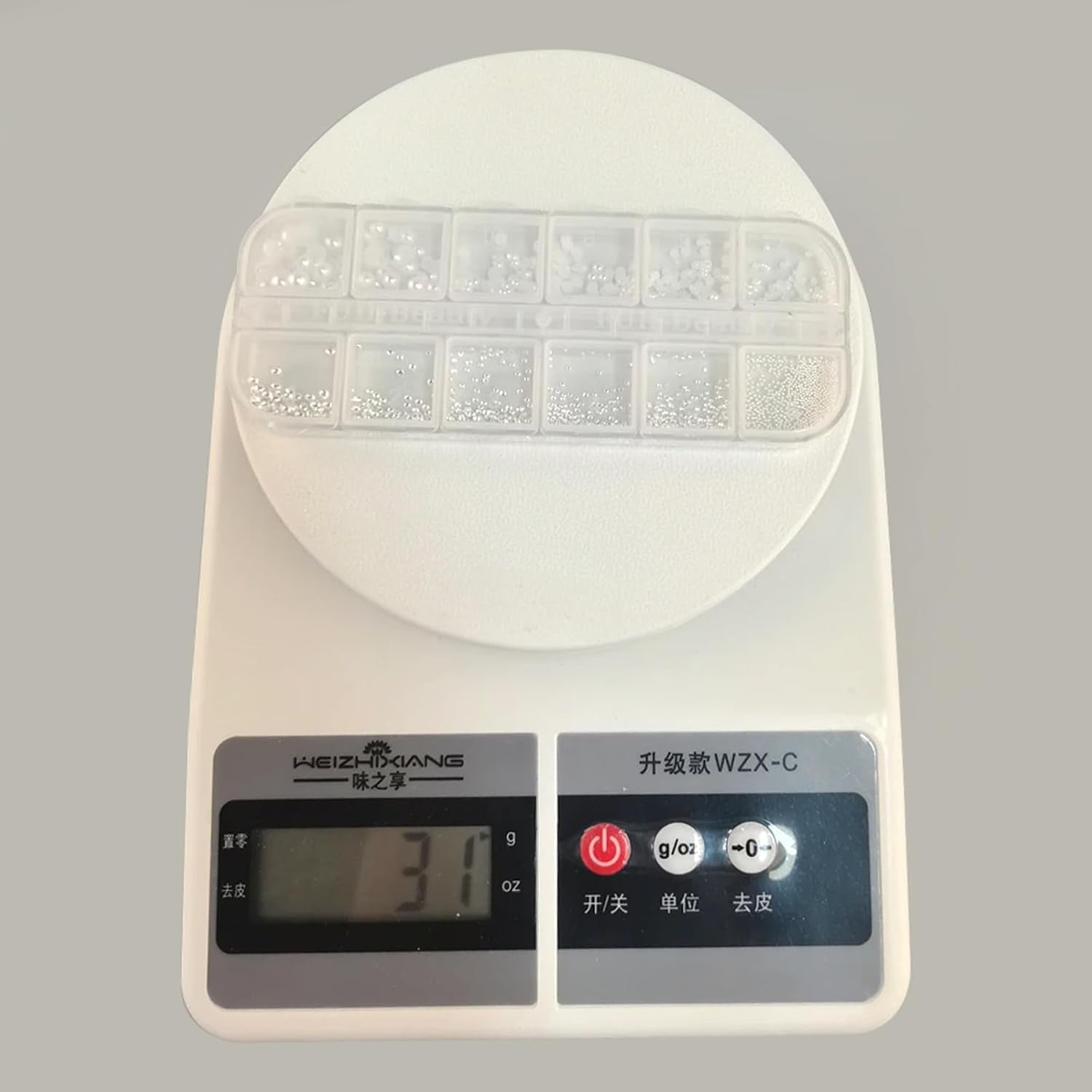 GZSY Nail Art Strasssteine ​​​​Nagel Perlen Weiß 12Raster Nagel Charms Nageldesign Zubehör Perle Nail Art