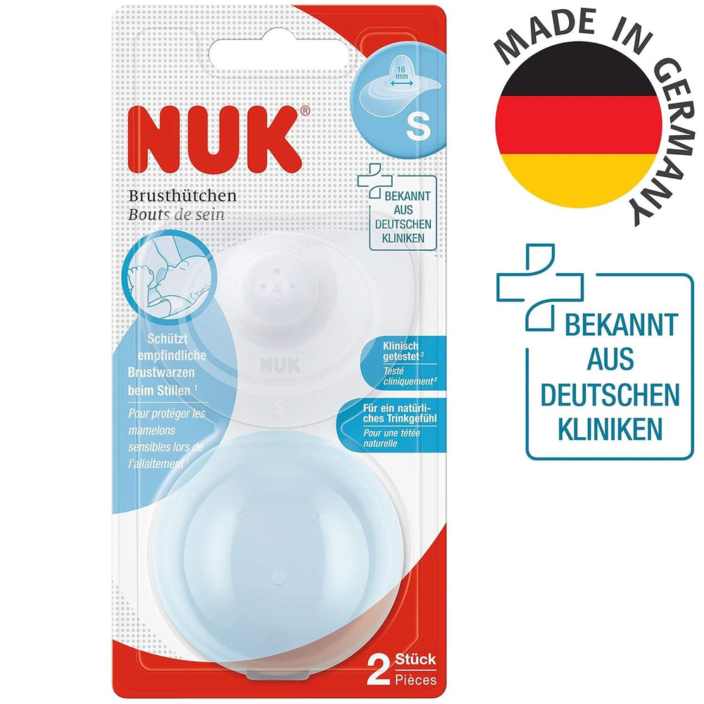 Protège-mamelons NUK | Boucliers de mamelon d'allaitement | Protège contre les mamelons douloureux | Silicone fin | Taille S (16 mm) | 2 pièces Aliments pour bébés et accessoires d'allaitement Naty Shop