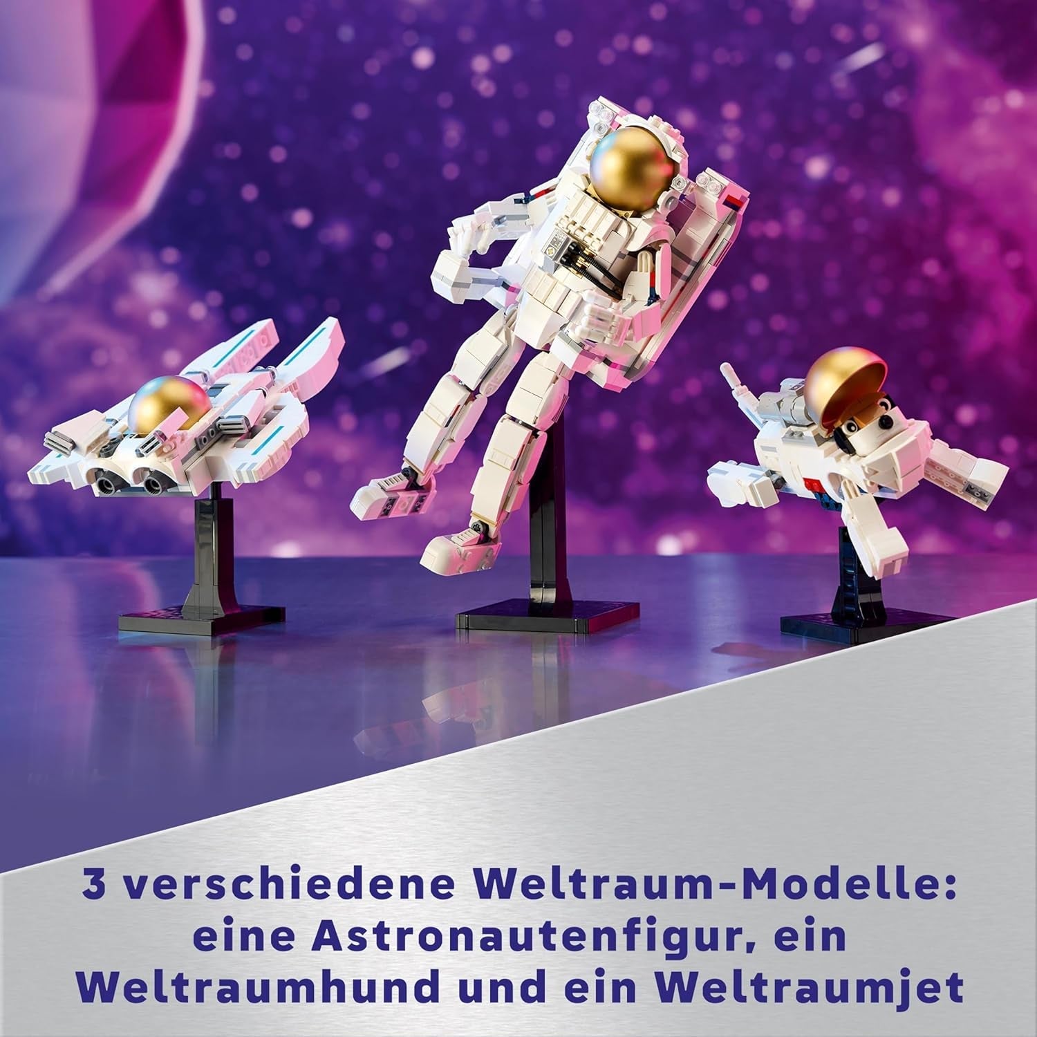 LEGO Creator Jouet astronaute spatial 3 en 1, kit de modèle de chien et de vaisseau spatial pour enfants, décorations de maternelle, cadeau créatif pour garçons et filles de 9 ans 31152 Ensembles de construction Besuche den LEGO-Store