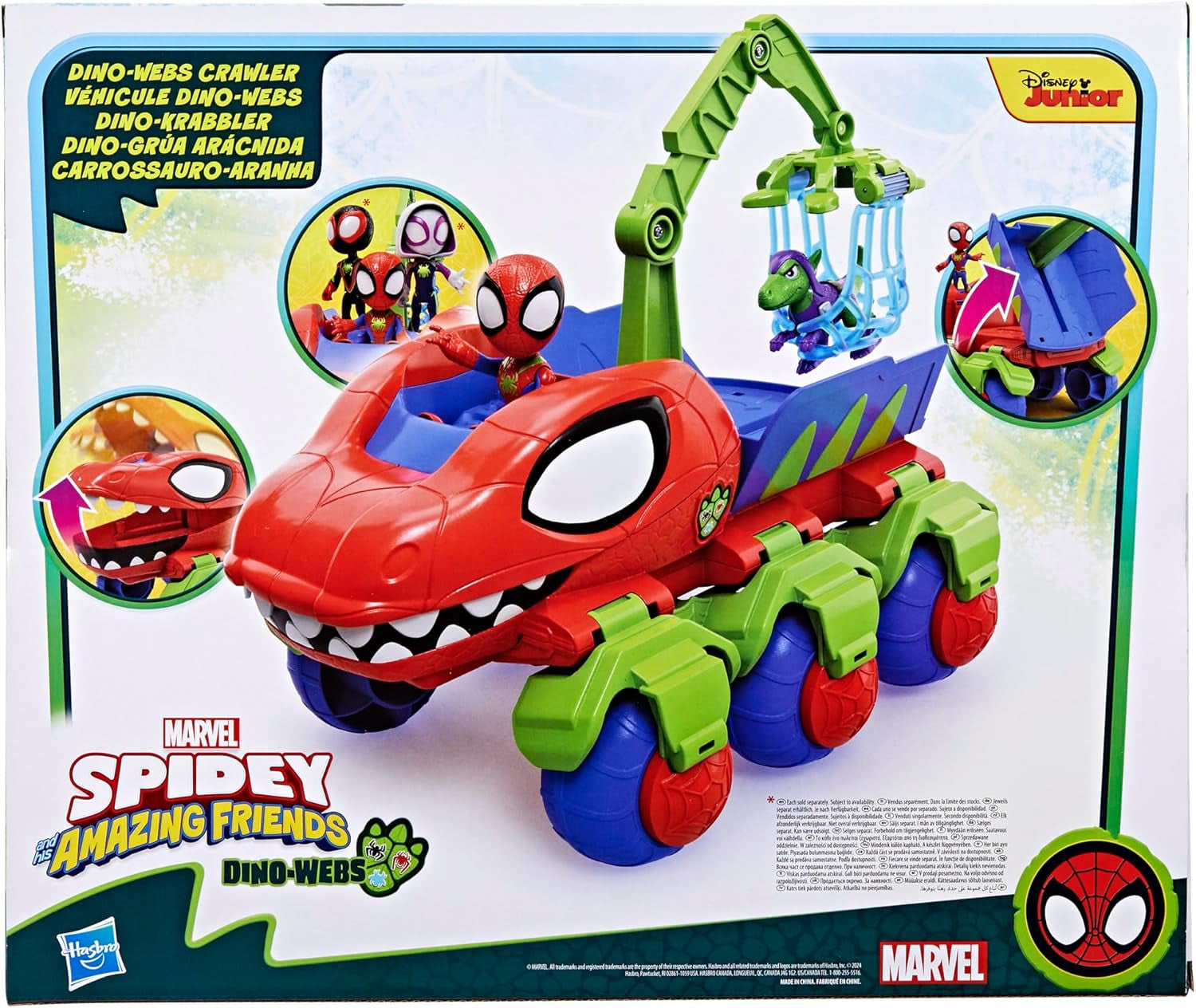 Marvel Spidey et ses super amis Dino Crawler Superhero Playset avec figurines Spidey et Dino et jouet de transport pour 3 ans et plus Figurines d'action Naty Shop
