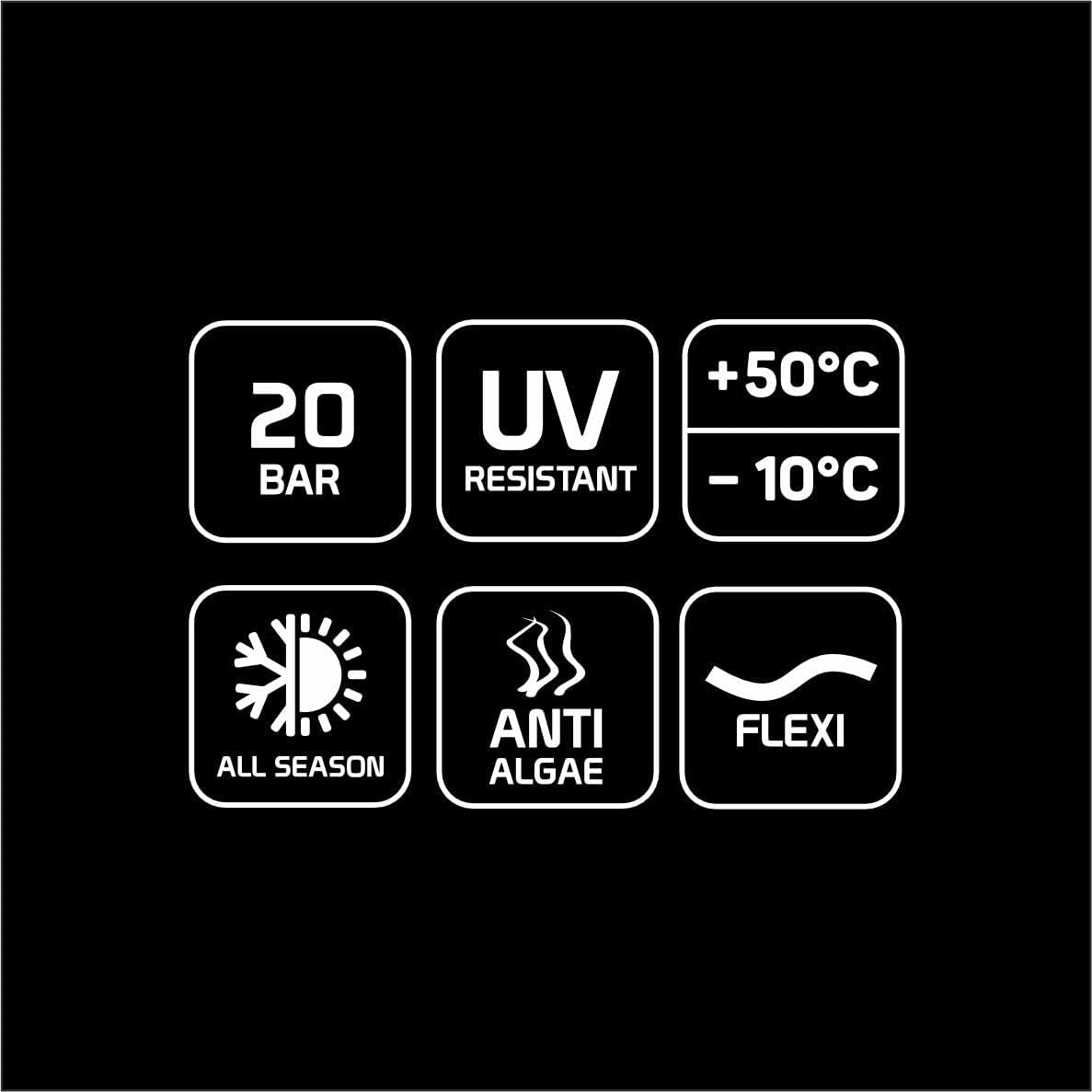 Cellfast QUATTRO Tuyau d'arrosage durable et léger, 4 plis, résistant aux UV, tresse croisée, 20 bars, 3/4" 15 m 10-074