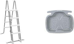 Scară de siguranță 28076, pentru piscine cu înălțimea de 122 cm, gri și Baie pentru picioare - Accesorii pentru piscină - Baie pentru picioare pentru piscină - 56 x 46 x 9 cm