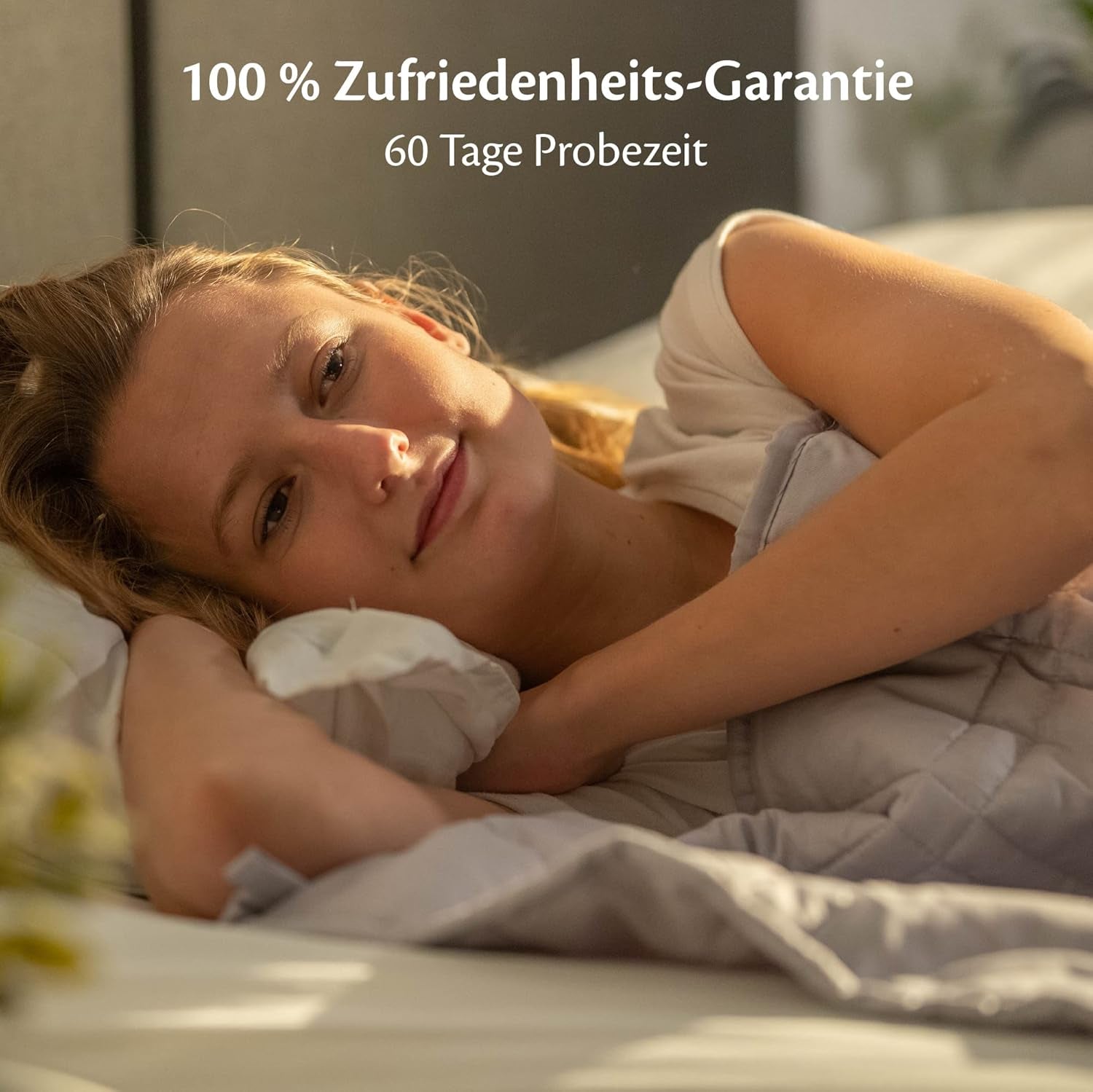 Couverture lestée 135X200 7Kg - Couverture thérapeutique anti-stress - Couverture lourde 100% coton - Couverture pour un sommeil profond et une meilleure récupération - Couverture lestée - pour hommes et femmes de 55-85Kg Lits et couvertures Beuche den Ella-Store