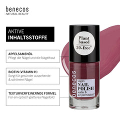 Benecos 20-Free vernis à ongles végétalien, teinte prune douce - vernis à ongles aux herbes - séchage rapide et longue durée - perméable à l'eau - enrichi en biotine - 5 ml