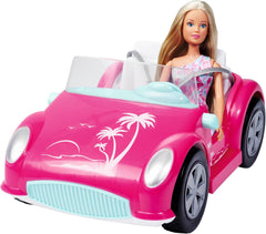 Simba Steffi Love Beach Car Doll en tenue d'été cool avec poussette de plage 29 cm, à partir de 3 ans