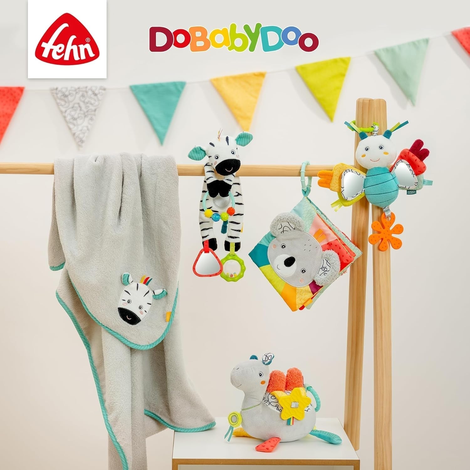 Fehn Marionnette bébé Crocodile - Jouet en peluche avec hochet, papier bruissant, anneau de dentition et couineur - Marionnette bébé - Jouet à éclater pour bébés et tout-petits à partir de 6 mois Jouets pour bébés Naty Shop