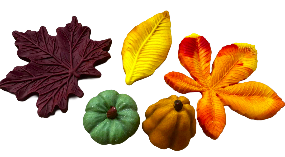 AutumnCraft Ensemble de 5 décorations d'automne comestibles - Faites à la main à partir de pâte à sucre