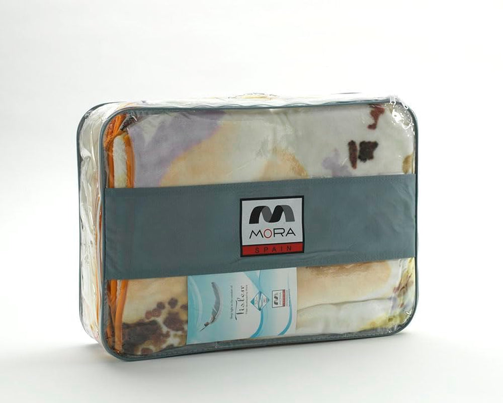 MANTAS MORA Couverture imprimée, grand volume, 100% polyester, 450 G/M², douce, pour l'automne/hiver, Design Harmony K60, 260 X 240 cm, pour lits de 160/180 cm, bleu Couettes et couettes Naty Shop