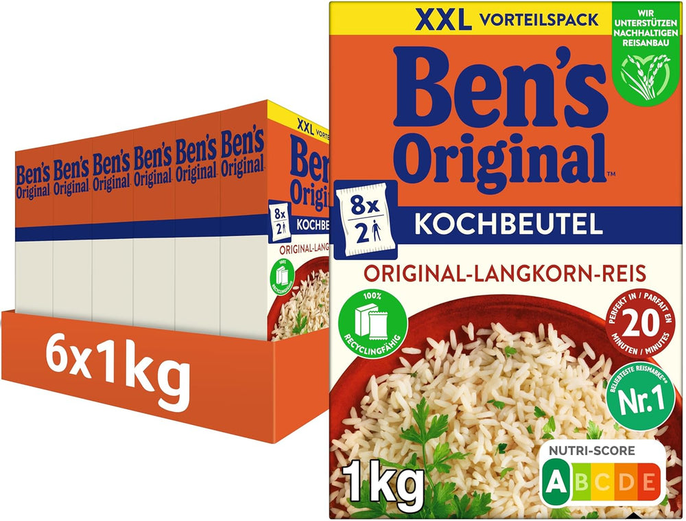 BEN'S ORIGINAL™ Riz à grains longs, cuit en sachet, 9 x 500 g, 20 minutes
