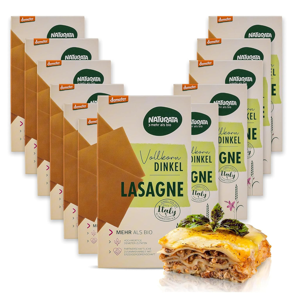 Feuilles de lasagnes à l'épeautre entier biologique, 250 g | Sort de Déméter des Alpes souabes | Saveur délicate de noix pour les lasagnes et les ragoûts