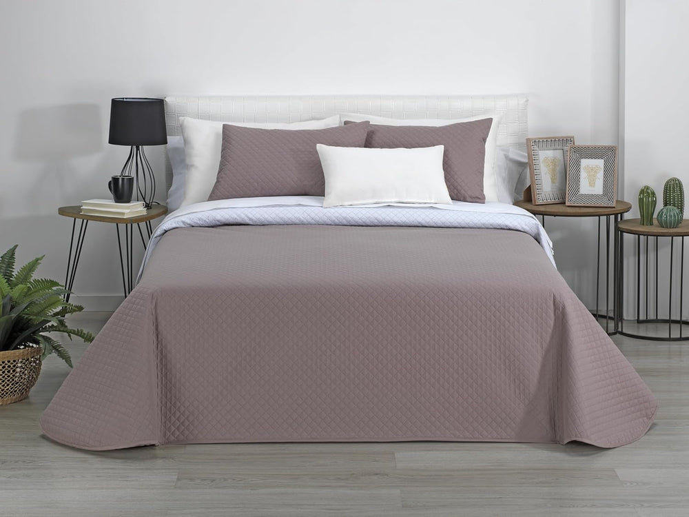 Estoralis | AVA | Courtepointe boutique réversible | Pour toutes les saisons | Couleur – Blanc/Taupe | Pour lit 140/150/160 cm. lit. (250 X 270 Cm. Ancho X Alto) | Couette matelassée Couettes et couettes Naty Shop