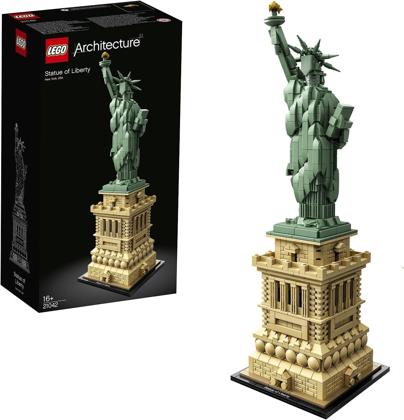 LEGO Architecture Statuia Libertății, set mare, kit model, suvenir New York, potrivit ca decor pentru casă și birou, idee de cadou pentru copii și adulți 21042 Seturi de constructie Besuche den LEGO-Store Singur