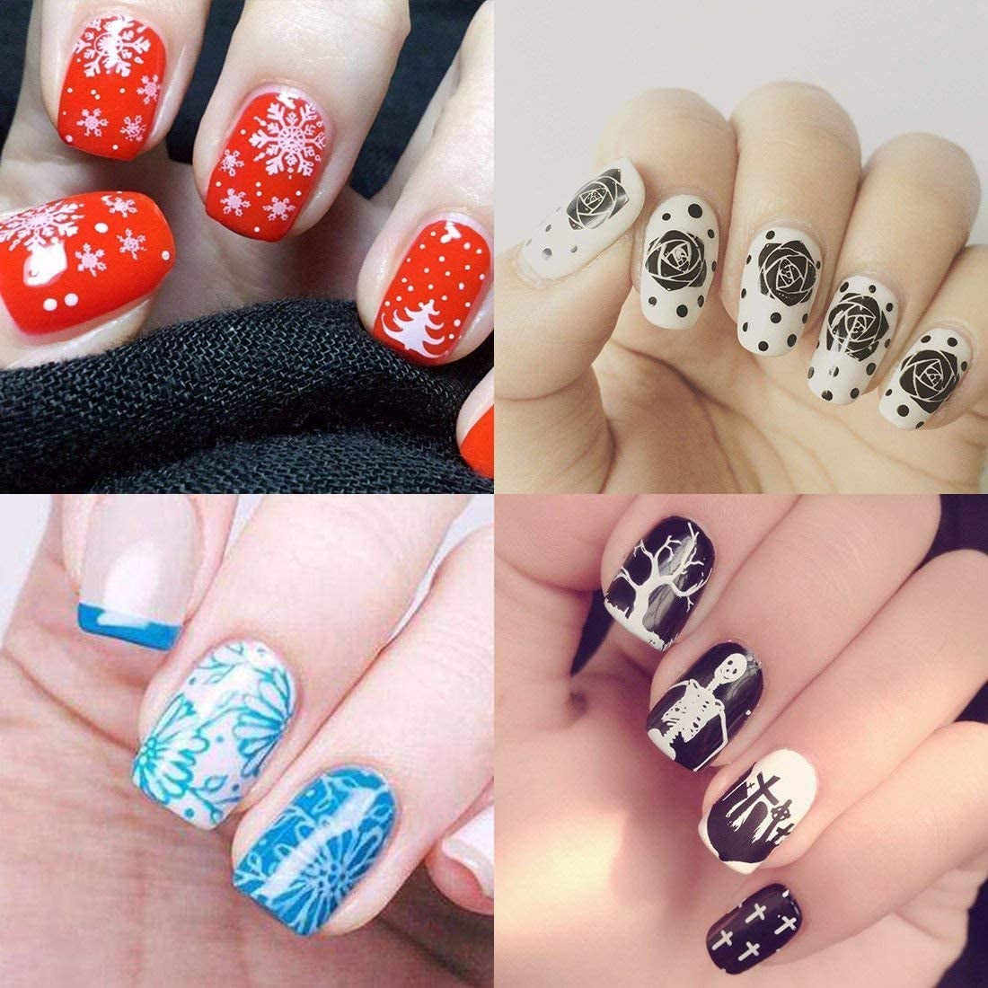 Biutee Nail Stamper 30 Pièces Ensemble de Tampons à Ongles Modèle d'Ongle Stamping d'Ongles Animaux Fleurs Images Plaque de Stamping d'Ongles avec 2 Tampons 2 Grattoirs Accessoires de Conception d'Ongles Tampon à Ongles Français