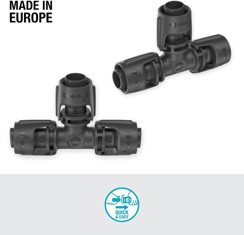 Piesă în T pentru sistem de irigare Gardena Micro-Drip 13 mm (1/2 inch): Conector pentru țevi de alimentare de 13 mm, ramificație în formă de T, irigare automată, reutilizabilă (13201-20)