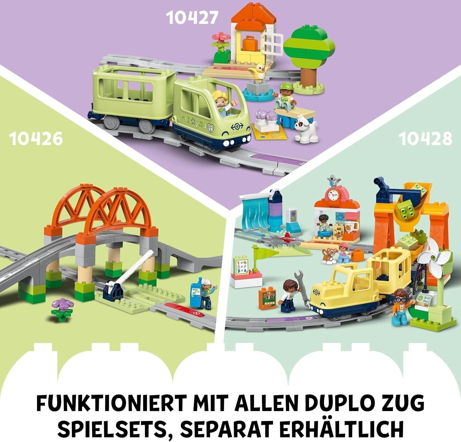 LEGO DUPLO Town Large Interactive Railway, jucărie de construcție pentru copii mici de la 3 ani, locomotivă Push & Go cu lumini și sunete, piese pentru șine, jucărie educativă pentru preșcolari 10428 Seturi de constructie Besuche den LEGO-Store