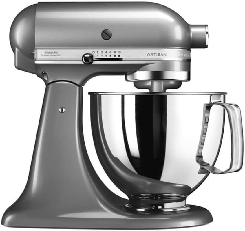 KitchenAid Artisan 5KSM125EER Mélangeur à bol, 300 W, 4,8 L Naty Shop Argent