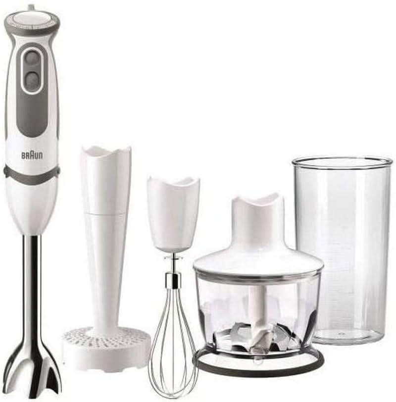 Braun Multiquick 5 Vario MQ 5000 Batteur sur socle | 750 W | Système Easyclick | Technologie Powerbell | 21 Geschwindigkeitstufen | Mixen Und Pürieren Mère et Enfant Naty Shop Single Inkl. Kartoffel-Und Gemüstestampfer, Edelstahl-Schneebesen, Zerkleinerer