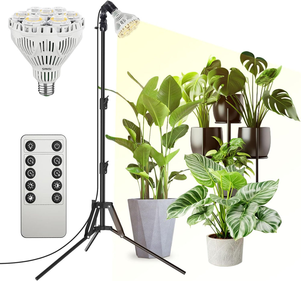 SANSI Lampe LED pour Plantes à Spectre Complet 125 W Lumière à intensité Variable avec télécommande pour la Croissance des Plantes Hauteur réglable 120-180 cm Minuterie 4/8/12 Heures 4 Niveaux de luminosité