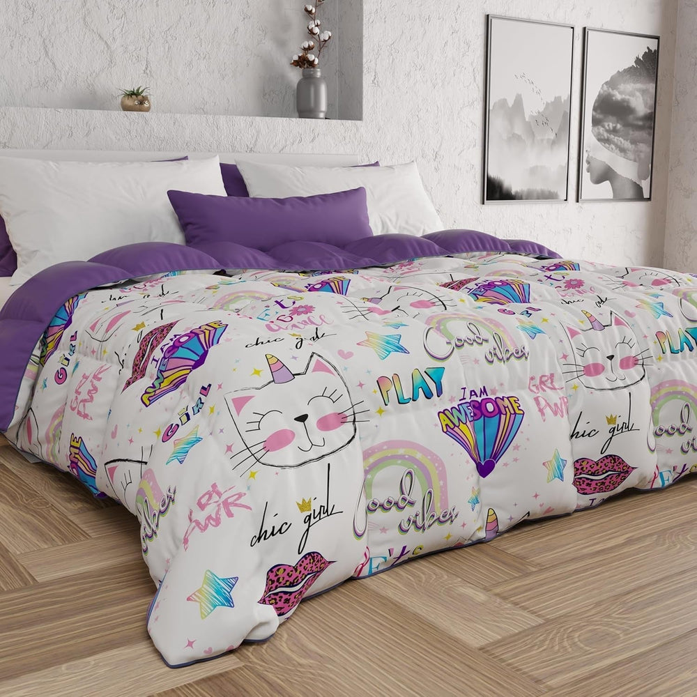 PETTI Artigiani Italiani - Couette d'hiver, Couette d'hiver, Double face, Impression monochrome et numérique, microfibre 100% hypoallergénique, Made in Italy Couettes et couettes Naty Shop