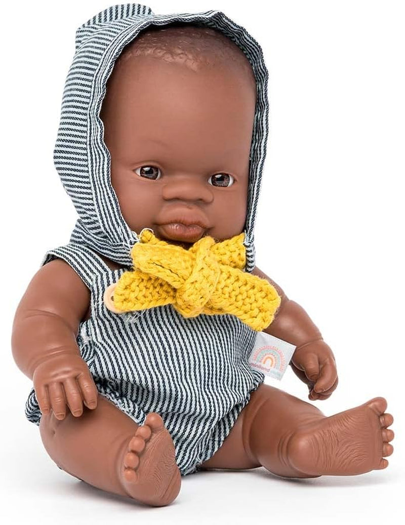 Miniland Babypuppe afrikanischer Younge 21cm-31143, Braun
