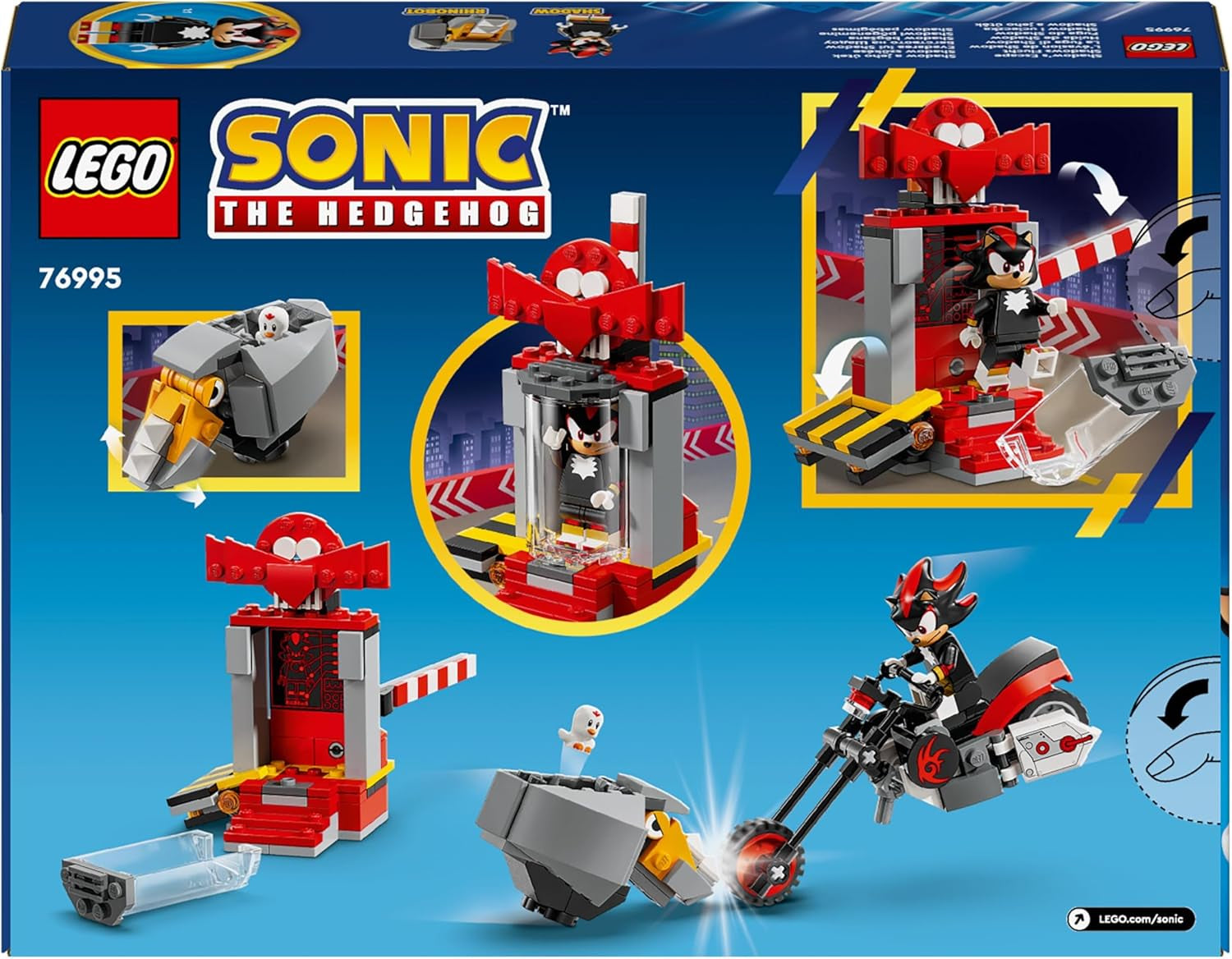 LEGO Sonic the Hedgehog Shadow the Hedgehog Escape Toy Moto et jeu vidéo Ensemble de figurines Cadeau pour les joueurs et les fans 8 ans Garçons et filles Fan Item 76995 Jeux de construction Besuche den LEGO-Store
