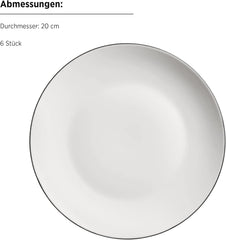 MÄSER Série Felise, service à café élégant pour 6 personnes, intemporel, bord noir, porcelaine, blanc