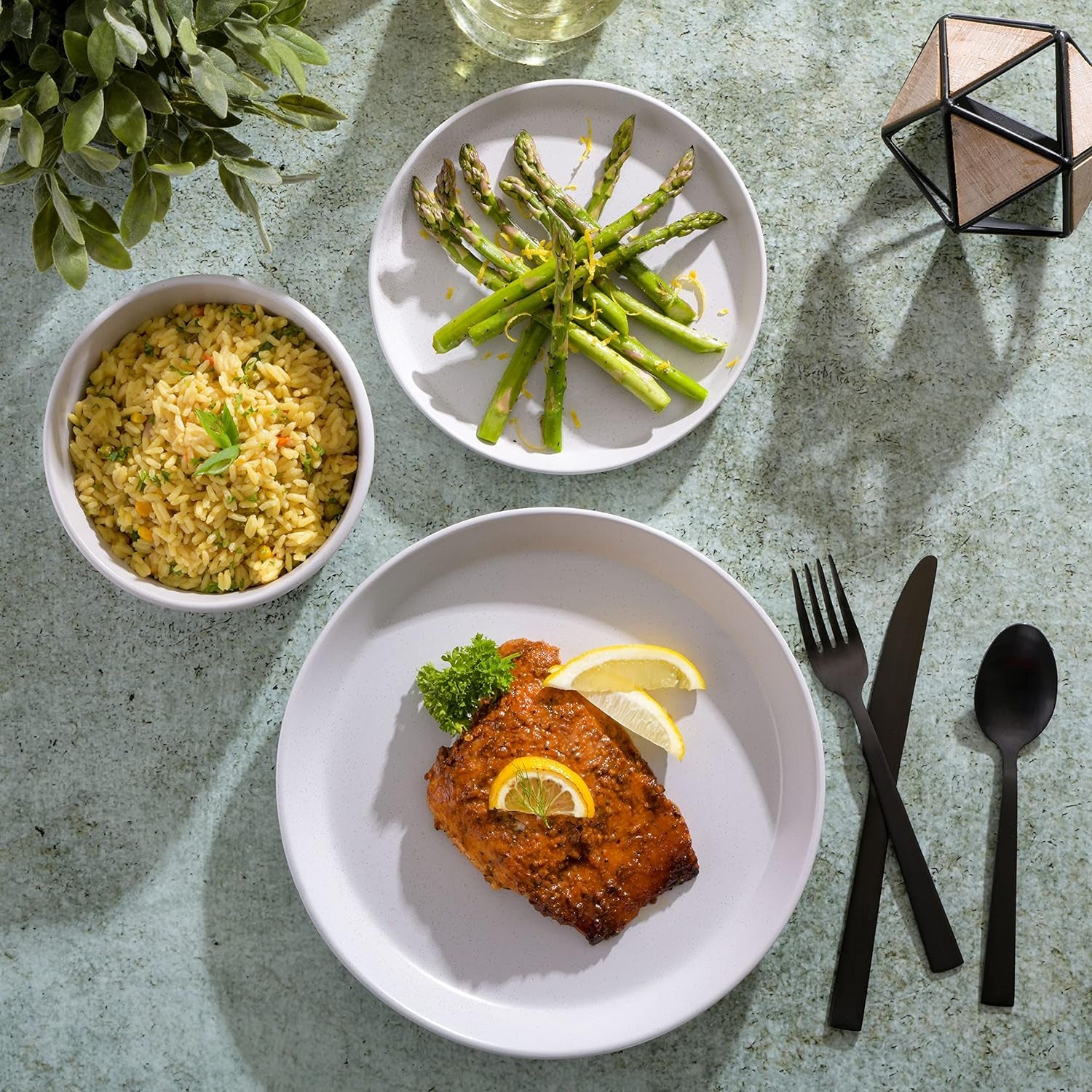 Service de table Sofia Coupe, service pour 4 (12 pièces), blanc à pois