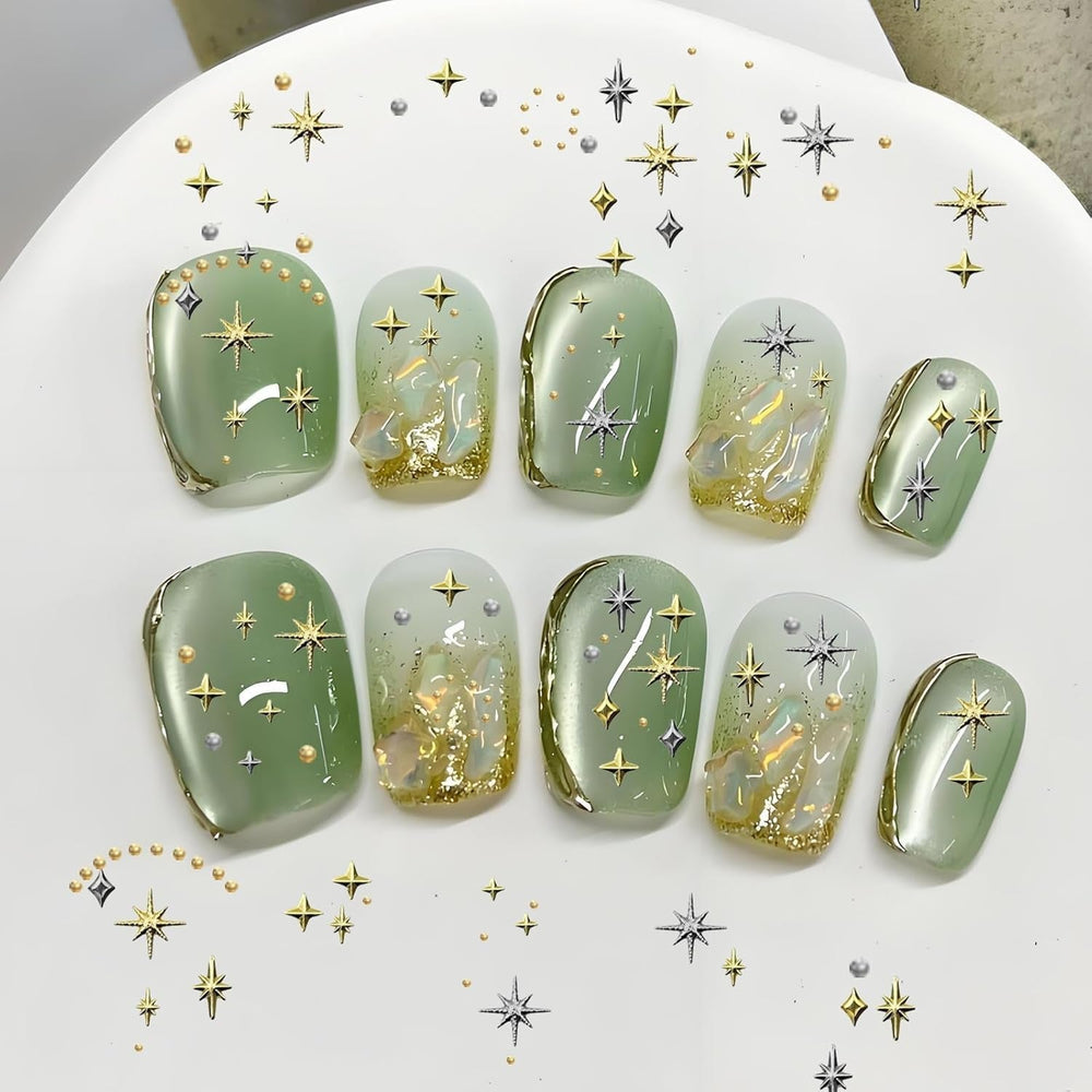 3400 pièces Goldene et Silberne Sternperlen, Goldene Nagelanhänger, Zubehör Für Nagelschmuck, Schöne Sternnagelanhänger Für Nägel, Nail Art Strass