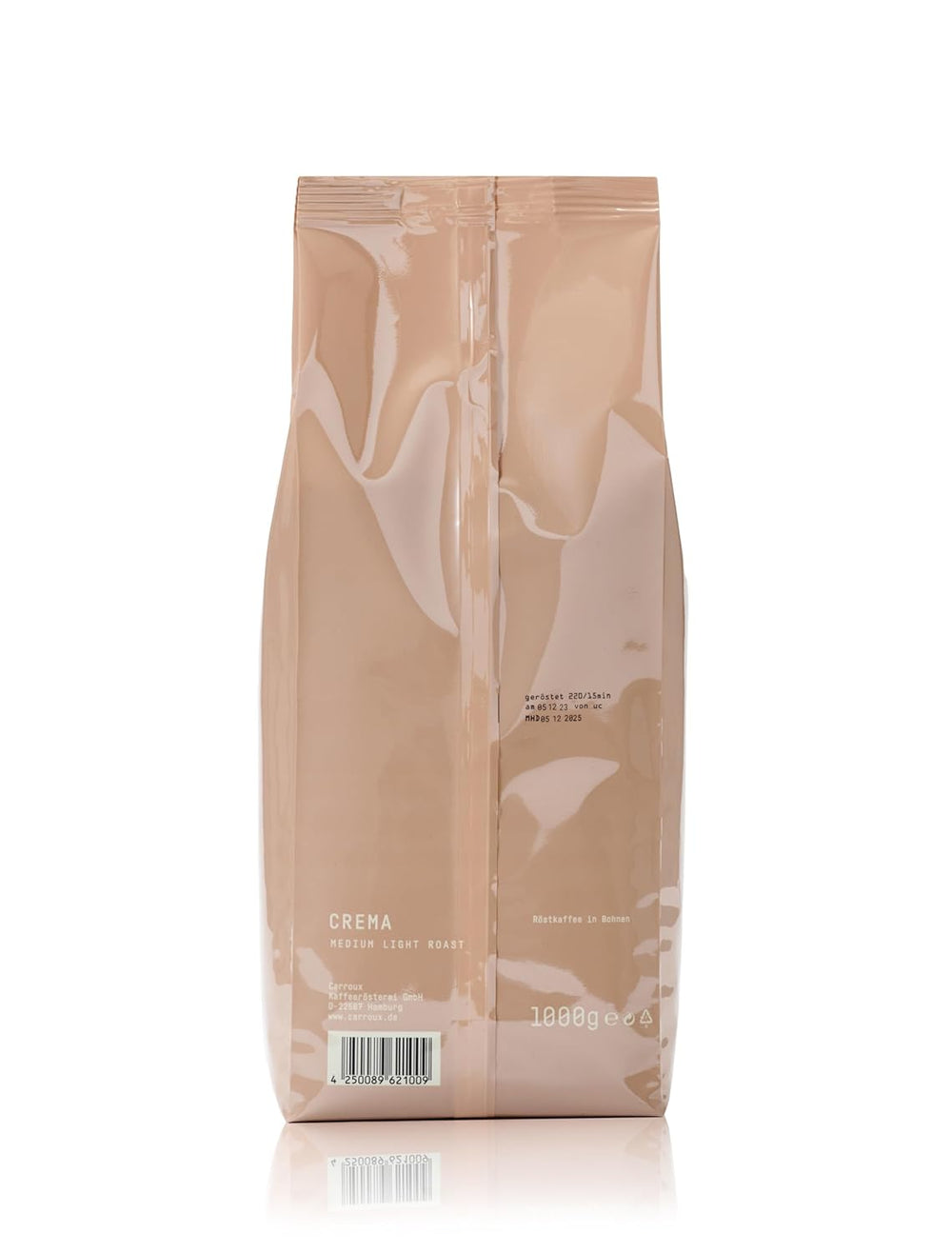 CARROUX Crema grains de café entiers (1 kg) - Grains de café haut de gamme de Hambourg - Fraîchement torréfiés de manière traditionnelle
