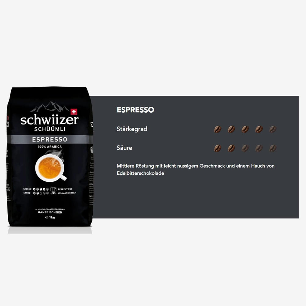 Café expresso en grains Schwiizer Schüümli 1 kg - Force 4/5 - Certifié UTZ (Lot de 4)