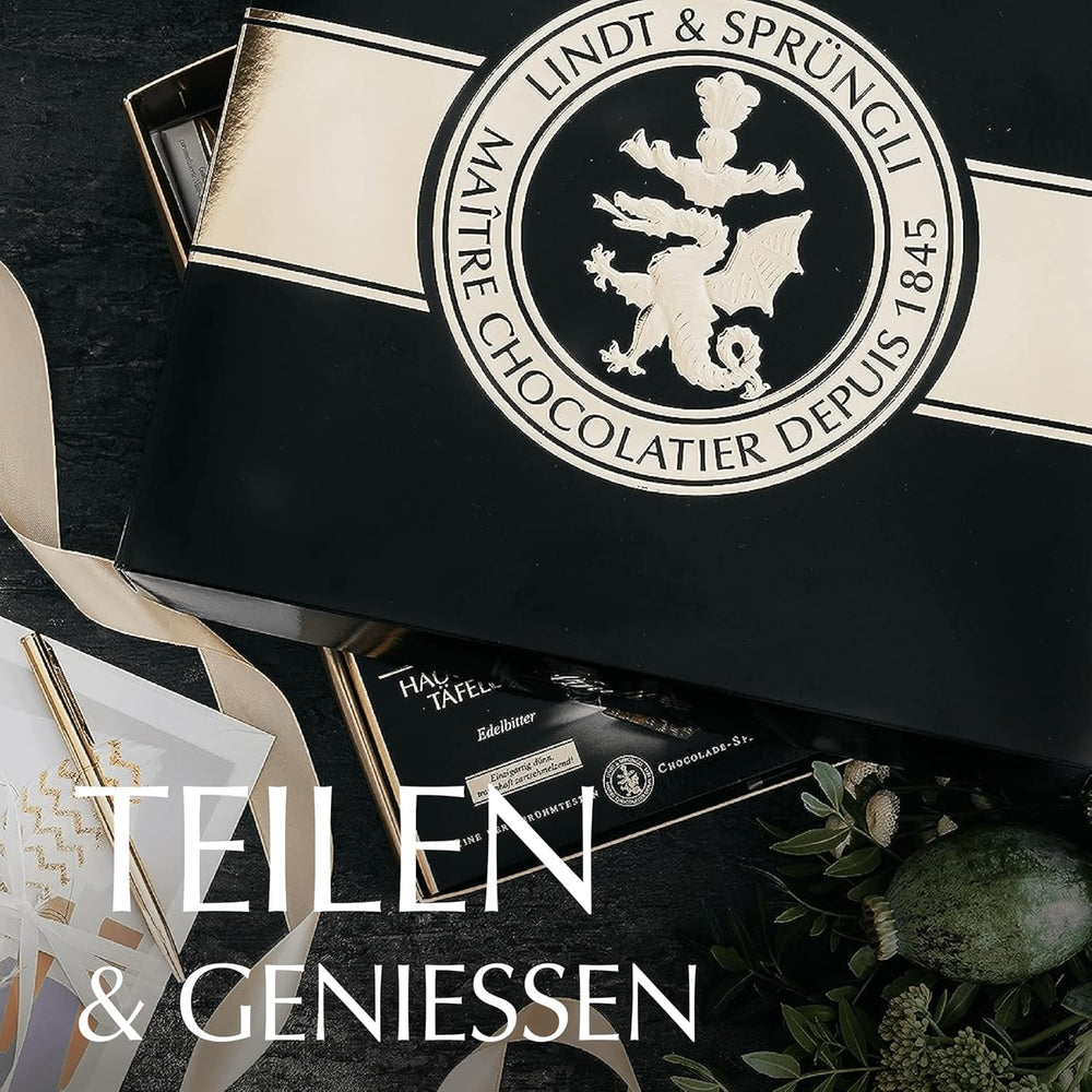 Ensemble de chocolat noir Lindt | 847g | Coffret de 6 spécialités de chocolat noir Lindt (barres, LINDOR, pralines) du mi-sucré à extra noir | Colis en vrac | Cadeau chocolat
