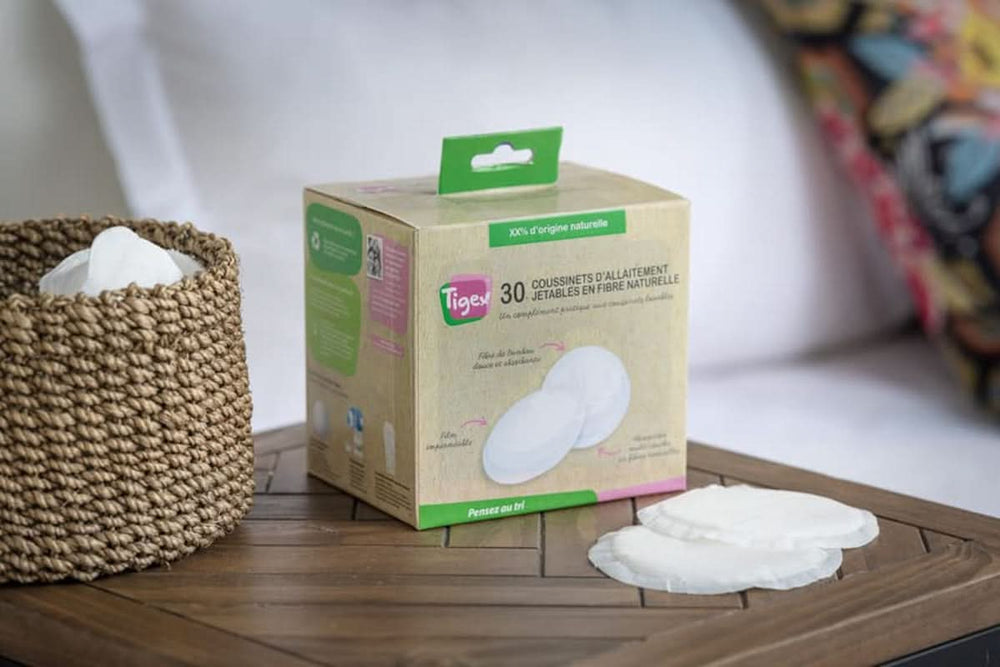 Coussinets d'allaitement jetables | 94% de matières premières d'origine naturelle | Avec sac en coton biologique | 28 tampons Accessoires Alimentation et Allaitement Bebe Naty Shop