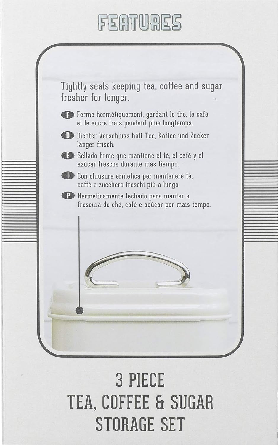 KitchenCraft Living Nostalgia Lot de 3 pots de conservation pour thé, sucre et café dans une boîte cadeau, acier, crème antique, 11 cm x 11 cm x 17 cm, boîtes de conservation alimentaires bleues vintage Naty Shop