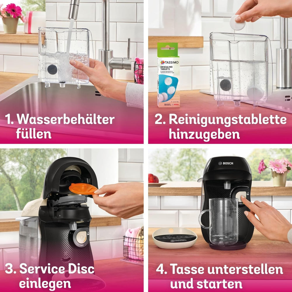 Bosch Tassimo Happy Friendly TAS107E Machine à expresso à capsules, plus de 70 boissons, convient à toutes les tasses, arrêt automatique, durable, dosage parfait, gain de place, 1400 W, crème/noir