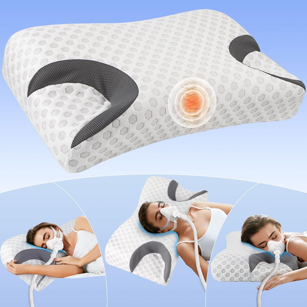 Hydomi Oreiller anti-rides 2 en 1 Oreiller de beauté anti-âge Oreiller orthopédique de soutien du cou Douleurs au cou et aux épaules Oreiller en mousse à mémoire de forme pour garder la tête droite Oreillers orthopédiques cervicaux Naty Shop Blanc
