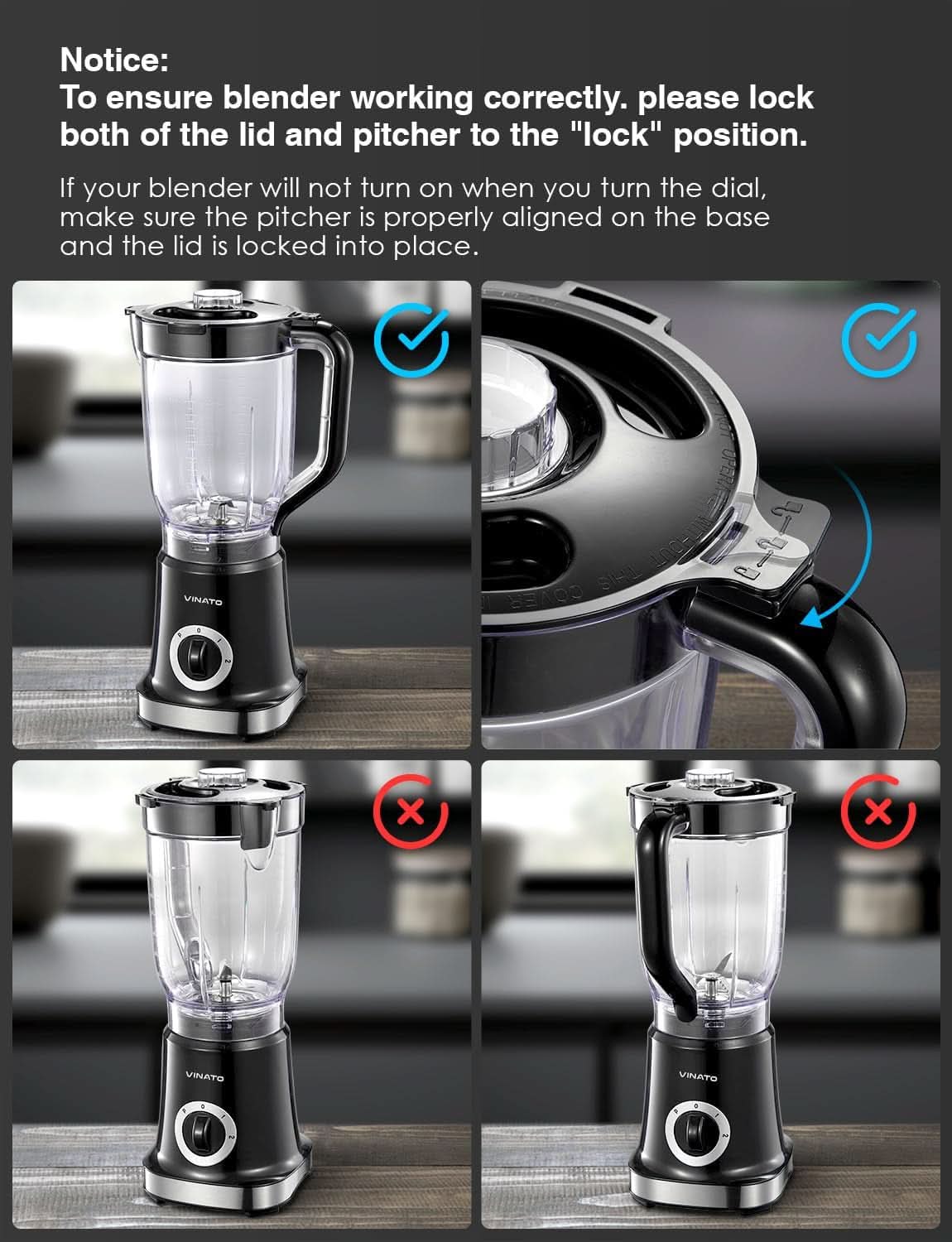 Mixeur, batteur sur socle avec 4 doigts, mixeur pour smoothies, milkshakes et sécurité, mixeur avec edelstahlklingeneinheit, sécurité de cuisine Naty Shop