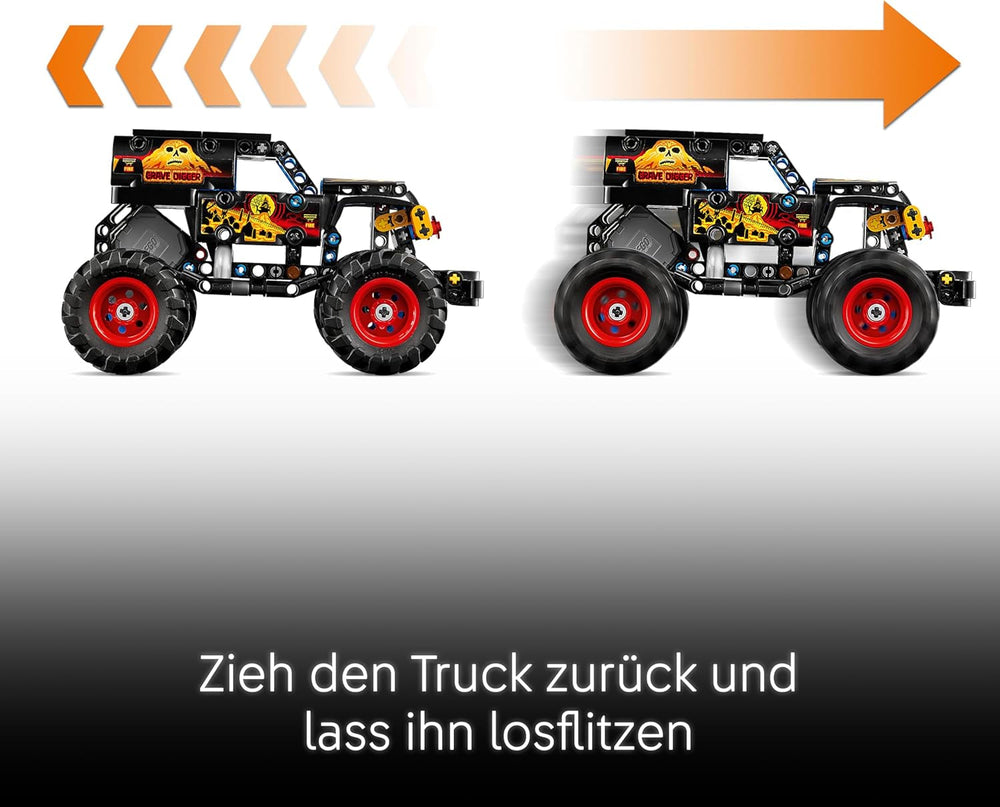 LEGO Technic Monster Jam Grave Digger Feuer und EIS - Monstertruck Modellbau & Konstruktionsspielzeug mit Rückziehmotor - Spielzeug für Kinder, Mädchen & Jungen - Geschenke für Kinder - 42219