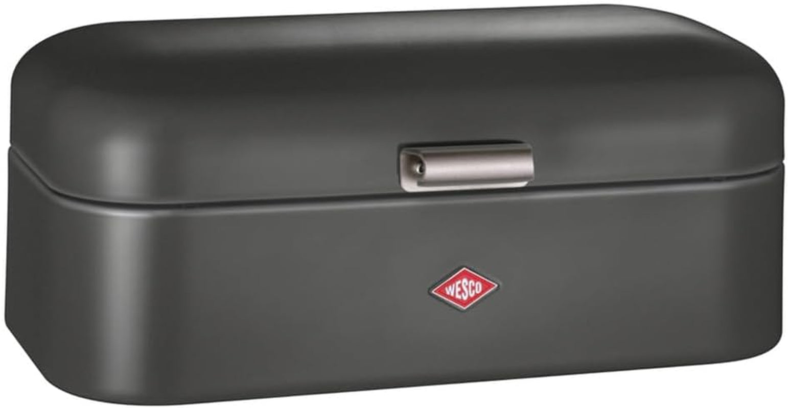 Corbeille à pain Wesco Grandy en noir mat, tôle d'acier thermolaquée, trous d'aération et poignée robuste Boîtes de conservation alimentaire Naty Shop Graphite mat
