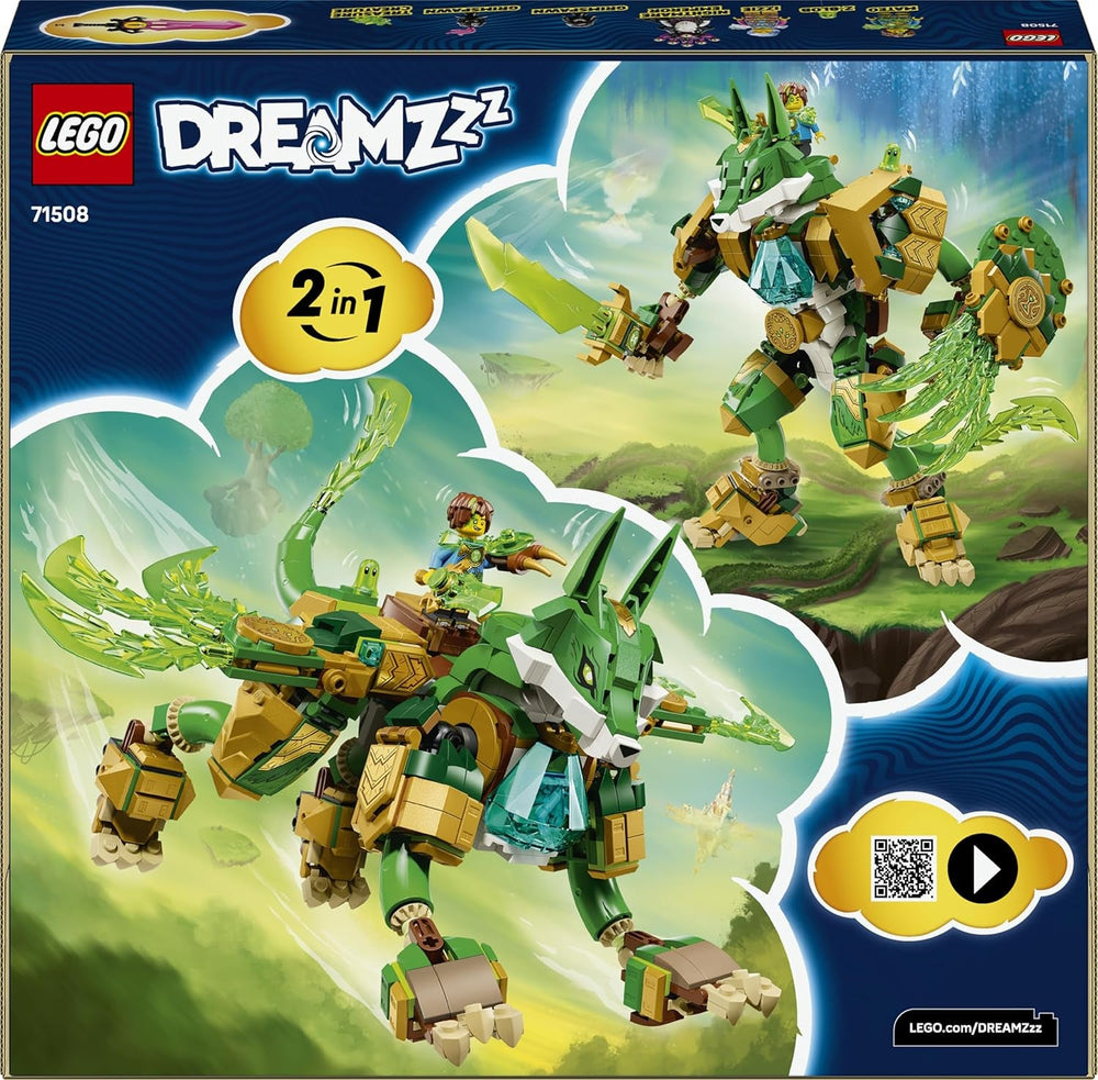LEGO DREAMZzz 2in1 Fuchs-Wächtermech - Actionfigur, verwandelbar in Fuchskrieger - inkl. 3 Minifiguren und sammelbarer grüner Schatz-Kreatur - Geschenk für Jungen ab 9 Jahren – 71508
