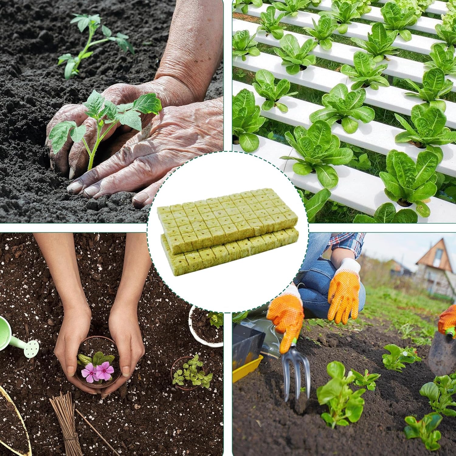 100 pièces de laine de roche Anzucht Würfel 2.5x2.5x2.5CM Rockwool Cube Anzuchtmatte Steinwolle Anbau Hydrokultur Umpflanzen für Bodenlose Anzucht Setzlinge Stecklinge Klonpflanzen