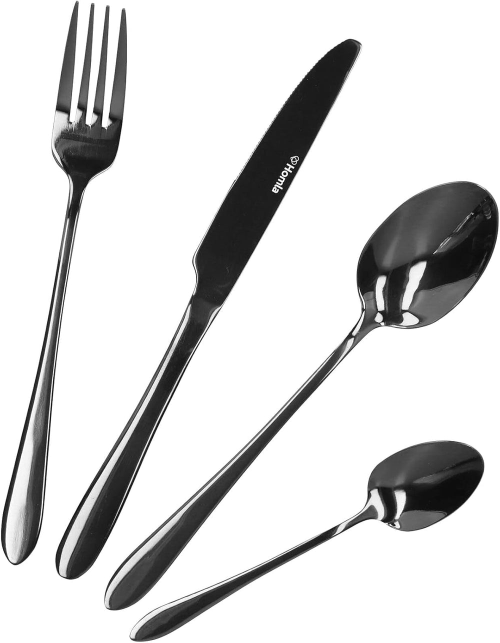 HOMLA Abele Besteckset Für Vier Personen 16-Teilig Edelstahl Hygienisch Elegant Leicht Zu Reinigen Gold Kitchen Naty Shop Noir