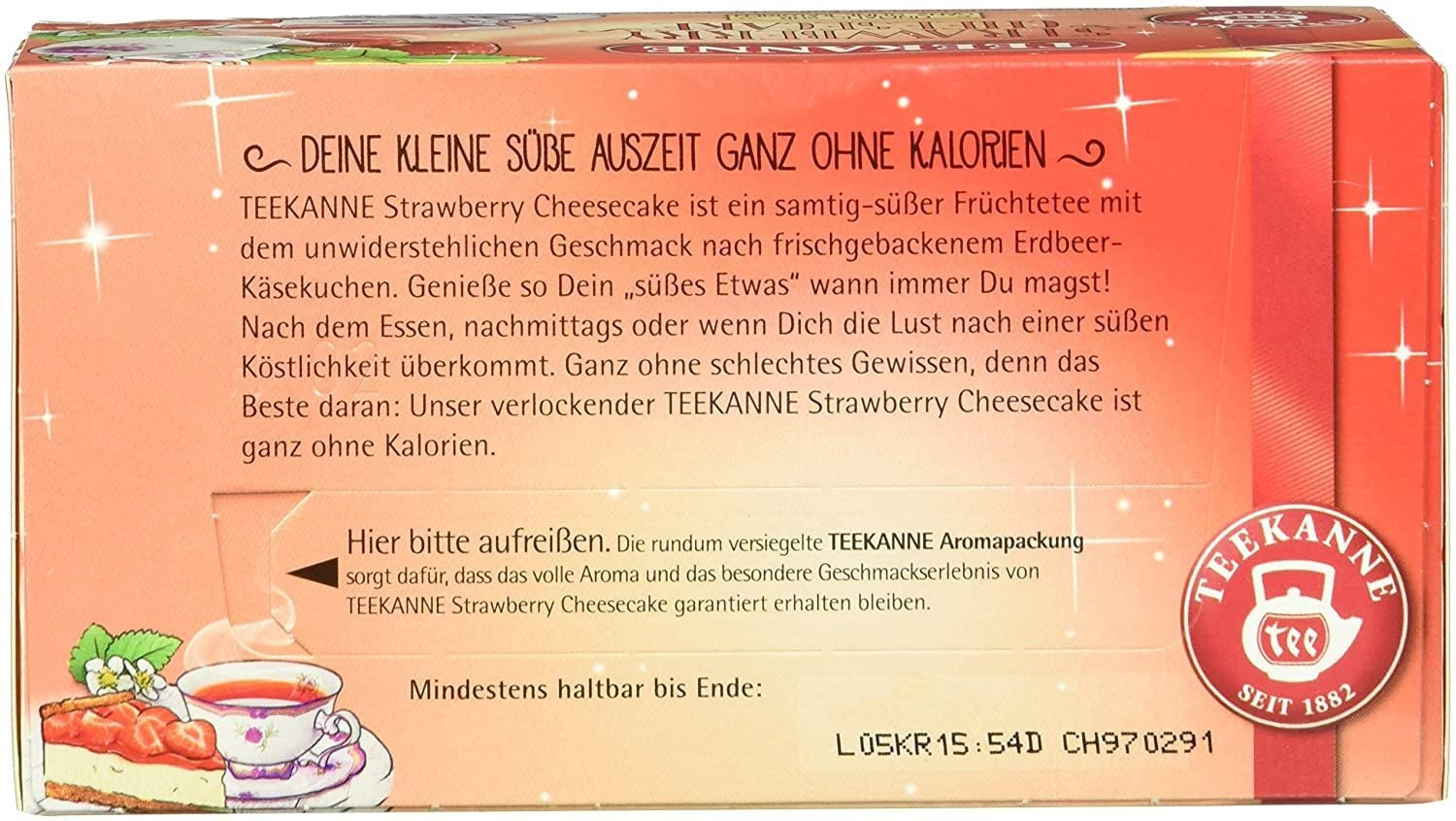 Teekanne Sweeteas Strawberry Cheesecake cu aromă de căpșuni și brânză, pachet de 12 (12 x 18 pliculețe de ceai)