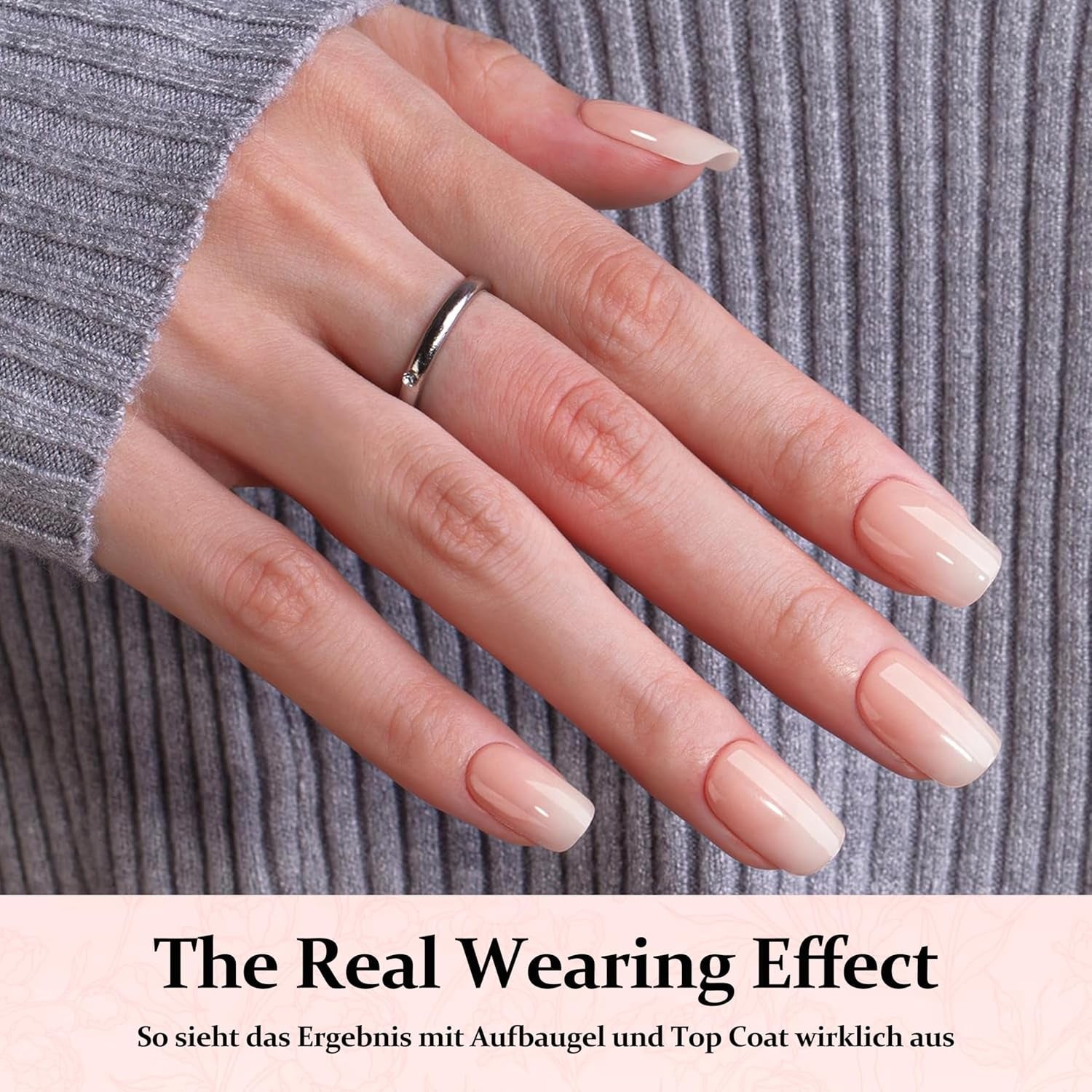 Ensemble d'ongles carrés dégradés de 240 pièces, ongles artificiels dégradés de blanc nu pour colle à stylo à huile, faux ongles naturels ombrés moyens pour femmes à faire soi-même (carré nu)