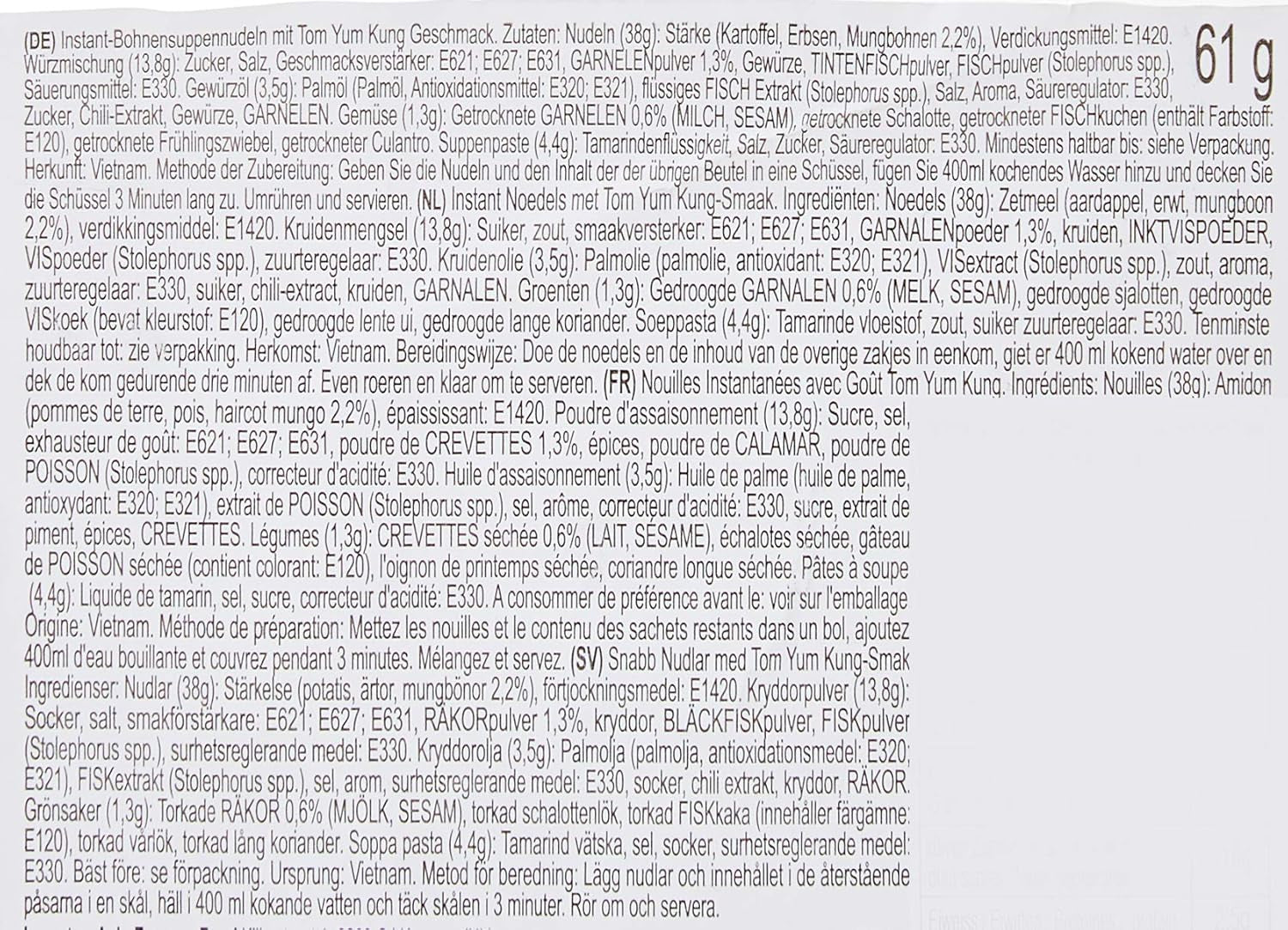 ACECOOK - Nouilles instantanées en verre GD Tom Yum - (1 x 61 gr)