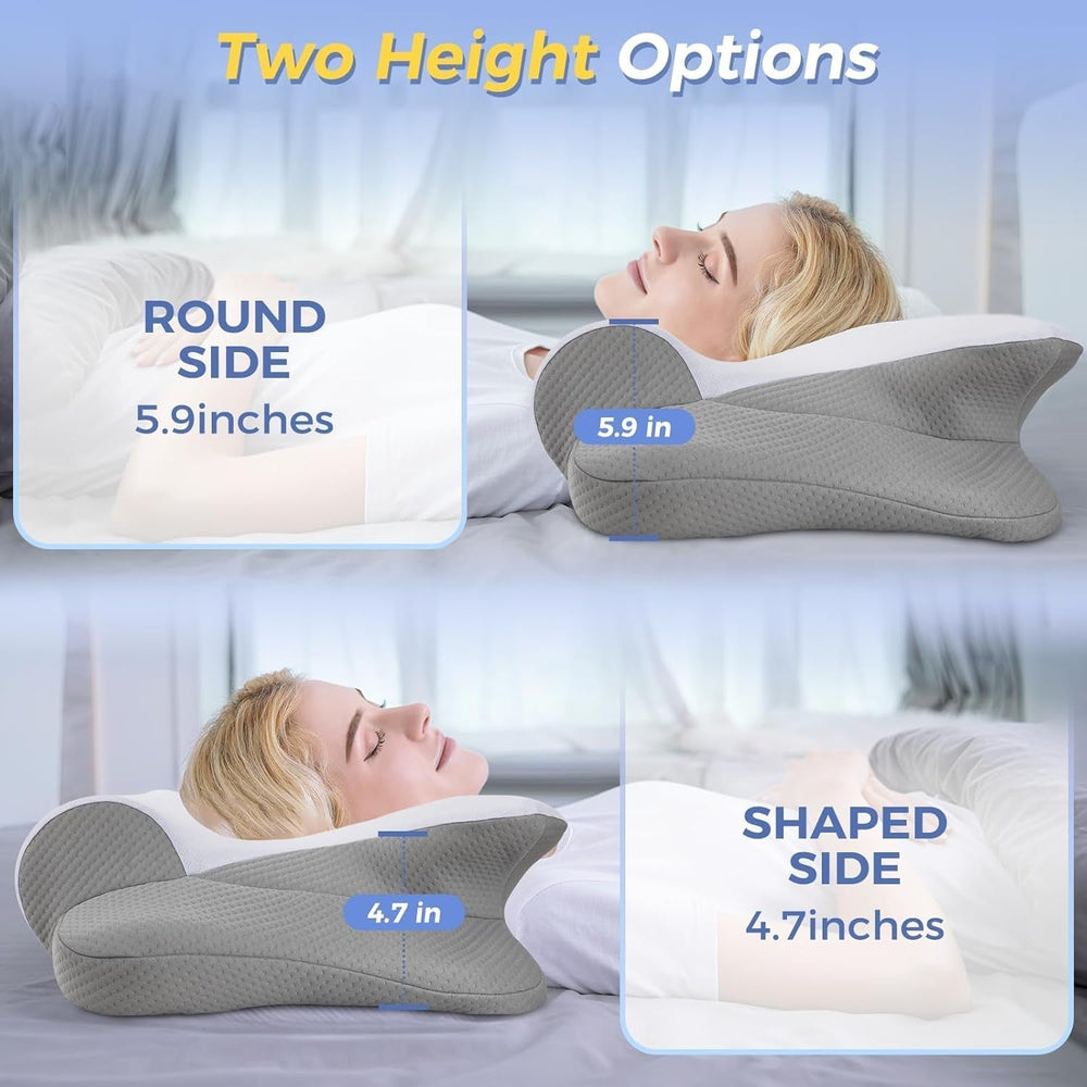 SAHEYER Oreiller Cervical 2 en 1 Oreiller Ergonomique de Soutien du Cou et Oreiller Roulant pour la Nuque Oreiller Orthopédique pour Dormeurs Latéraux Oreiller en Mousse à Mémoire pour Dormeurs Latéraux Oreillers Cervicaux Orthopédiques pour Dos et Ventre Naty Shop