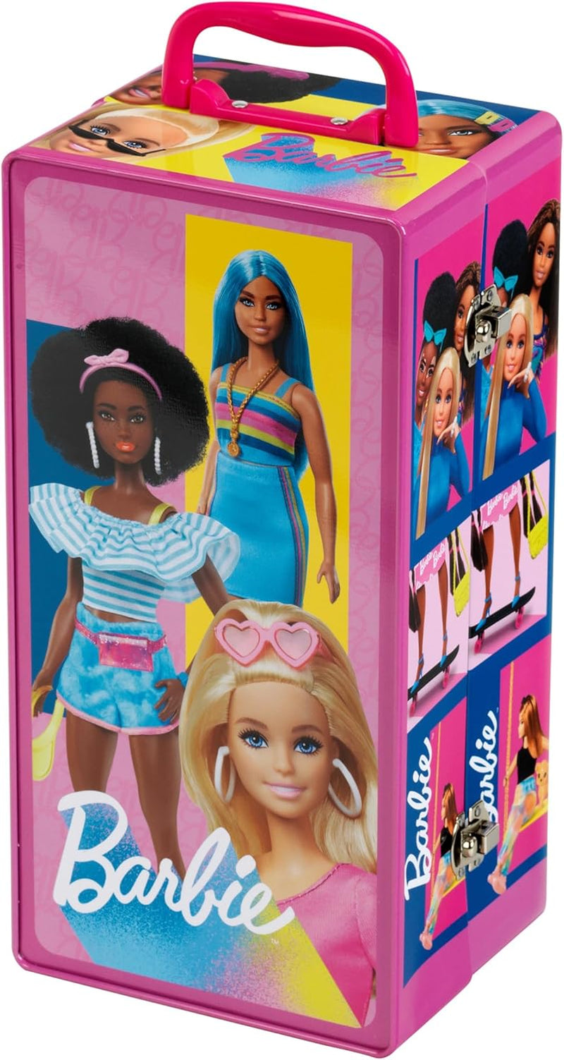 Theo Klein 5801 Barbie Schrankkoffer Kleiderstangen und Fächern, Spielzeug für Kinder ab 3 Jahren, inkl. Zubehör, Multicolor