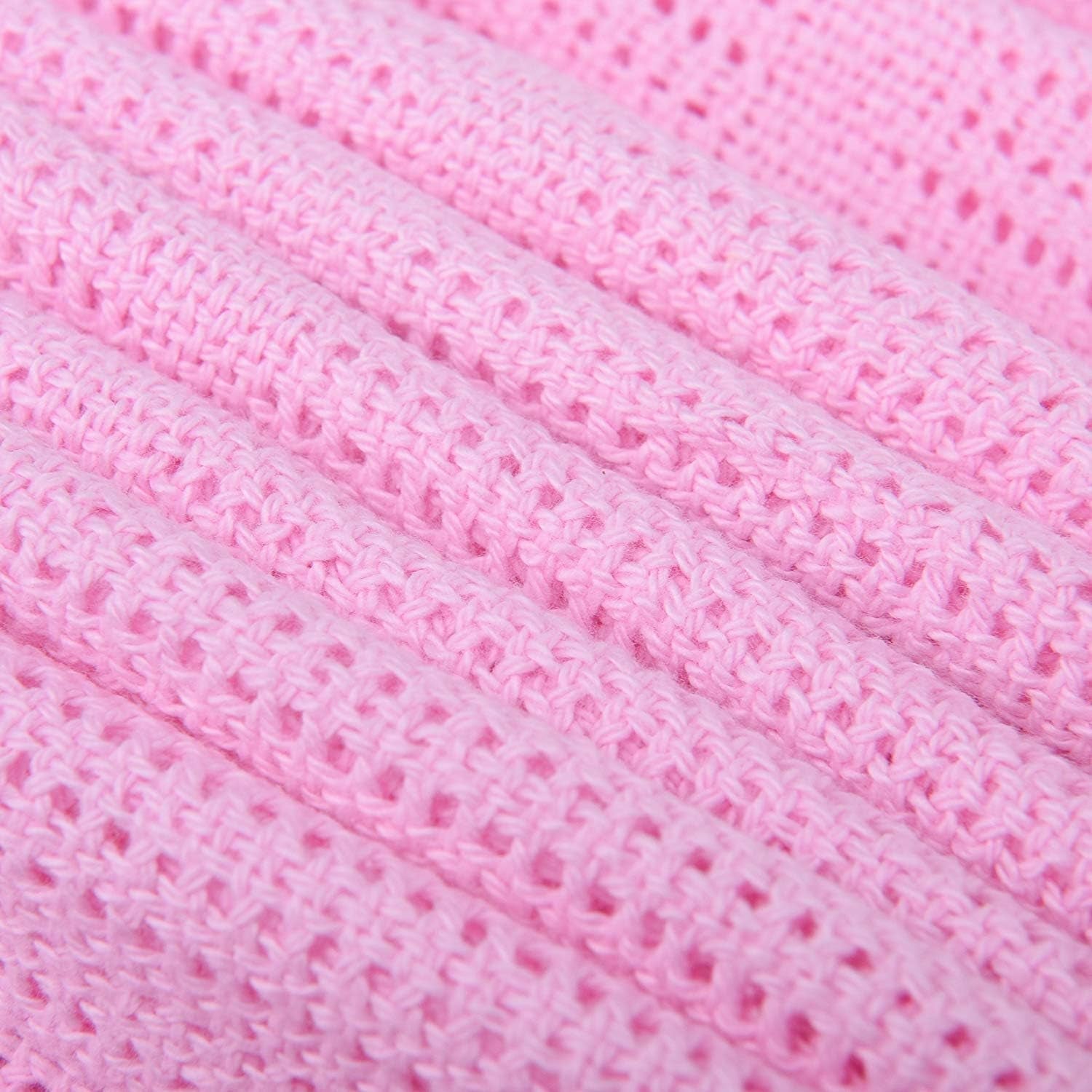 Family Bedding Couverture cellulaire rose pour lit double, coton, grand couvre-lit, réversible, légère, thermique, douce, couverture cellulaire traditionnelle, 230 x 230 cm Couettes et couettes Naty Shop